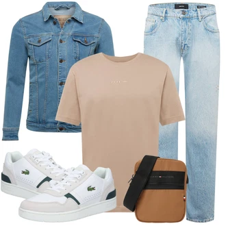 Vintage Outfit mit Blau/Hellblau Jeansjacke/Kurze Jeansjacke denim project "Lässiger Freizeit Look"Look: Uni, Western, Workwear, Wilder Westen, Coole, Rockabilly, Vintage