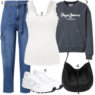 outfit mit Krem/Bela Pletene velika velikost/Tunika/Žensko spodnje perilo in kopalke/Bluza velika velikost Pieces "Priložnostna oblačila"