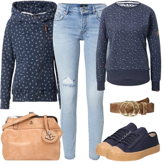 Vintage outfity Moderní s Světle modrá Kožená bunda/Push up Džín/Džíny s Rozparkem/Džíny s Dírou/Kotníková Bota/Džíny s Nízkým Sedem/Kožené bundy VERO MODA "Módní vzhled pro podzim"Look: 90tá léta, Cool, Disko, Moderní, Krásný, Old Money, Univerzitní