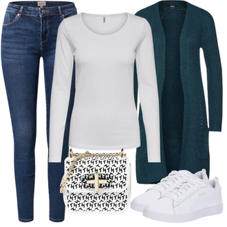 Vintage outfity Moderní s Modrá/Tmavě modrá/Světle modrá Jeggings/Skinny Kalhoty/Džínové Legíny Only "Módní vzhled pro podzim"Look: Styl, Ležérní, Klasické, Cool, Moderní, Old Money, Bezešvé, Skromné