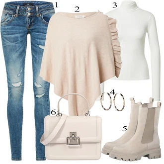 outfit mit Cream "Padajoča oblačila"