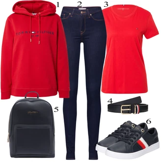 outfit mit Temno modra Jeggings/Jeans Pajkice Tommy Hilfiger "Padajoča oblačila"