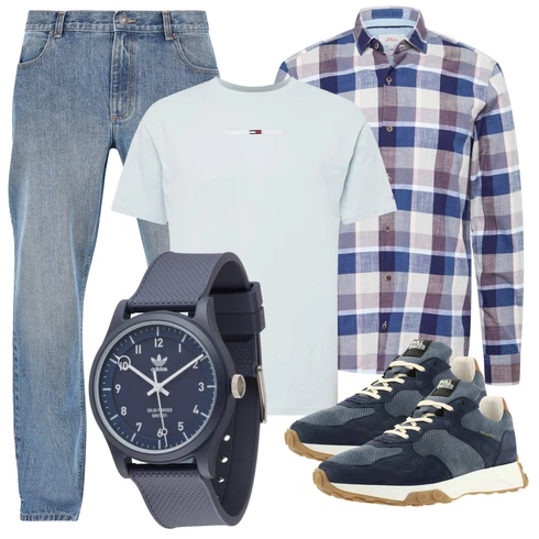 Grau Casual Hemd S.Oliver kombinieren mit Grau Uhr Adidas Originals