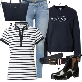 Outfit s Šedá Polo Tričko Tommy Hilfiger "Podzimní Outfit"