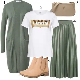 Outfit s Šedá Pletenina veľkej veľkosti/Dlouhý Zimní Kabát/Dlouhá tylová sukně/Dlouhé Šaty Vila "Podzimní Outfit"