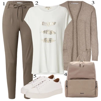 outfit mit Zelena/Khaki/Bela/Bež/Siva Srajca & majica velike velikosti/Majica & Top/Bluza velika velikost About You "poletna oblačila"