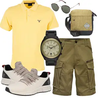20er Jahre Outfit mit Dunkelgrün/Braun Sonnenbrille Kapten & Son "Outfit für den Sommer"Look: Retro, 80er, 20er Jahre, Löwe, Classic, Prinzessin, Italienische, Boho