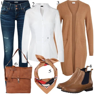 outfit mit Bela/Krem/Škrlatna Bluza z gumbom/Bluza z zaplato na komolcu/Poslovna Bluza/Bluza brez železa/Slim Fit Bluza Seidensticker "Padajoča oblačila"