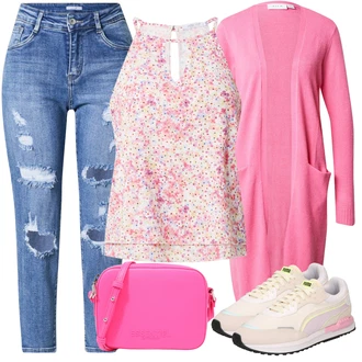 Outfit s Šedá/Růžová/Béžová/Modrá Teniska Puma "Outfit v podzimních barvách"