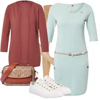 Outfity na podzim s Šedá Šaty s výstřihem/Žerzejové Šaty/Šaty Móda Pro Plnoštíhlou Ragwear "Outfit v podzimních barvách"