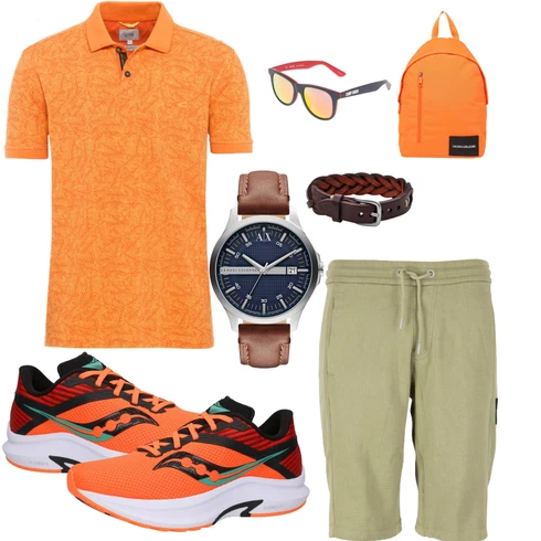 Orange Poloshirt Camel Active kombinieren