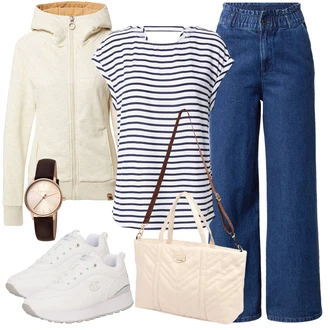 Čtvrtinový rukáv Outfit s Halenka a Tunika Tom Tailor Denim "Ležérní Outfits"