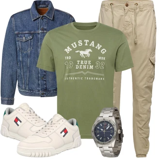 90er Outfit mit Blau/Hellblau Große Größe Mantel/Vintage Jacke/Kurze Jeansjacke/Jeansjacke levi's ® "Outfits für jeden Tag"Look: Uni, Retro, 90er, Western, Vintage, Workwear