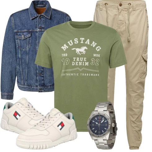 Blau/Hellblau Mantel/Vintage Jacke/Kurze Jeansjacke/Jeansjacke levi's ® kombinieren mit Grau Uhr Guess