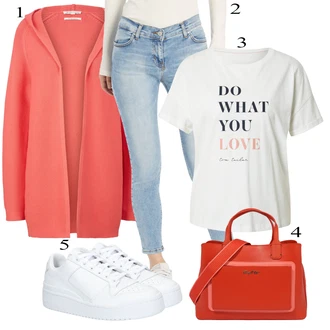 Outfit s Červená Kardigan Tom Tailor "Podzimní Outfit"