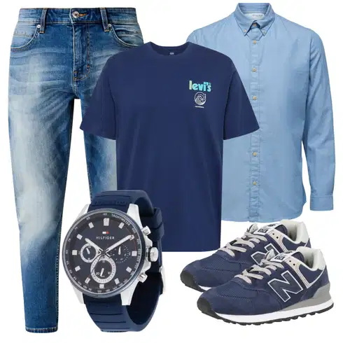 Hellblau/Blau Casual Hemd/Business Hemd/JeansHemd SELECTED HOMME kombinieren