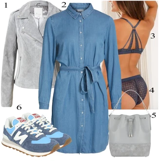 outfit mit Siva Usnjena Jakna "Padajoča oblačila"