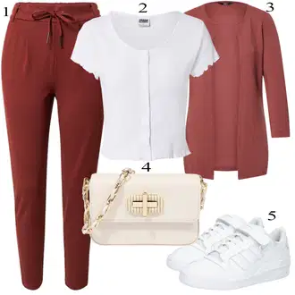 Outfit s Červená/Hnědá/Tmavě červená Pletenina veľkej veľkosti/Halenka a Tunika Tunika Only "Podzimní Outfit"