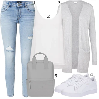 Casual outfits Zima mit Svetlo siva/Siva Pletene velika velikost/Pulover Vila "Priložnostna oblačila"