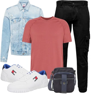 Outfit mit Schwarz/Khaki Cargohose/Cargo-Jogginghose/Funktionshose/Motorradhose Only & Sons "Perfekt für die Freizeit"