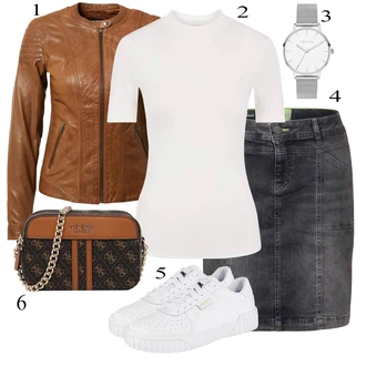 outfit mit Rjava/Rdeča Usnjena Jakna "Priložnostna oblačila"