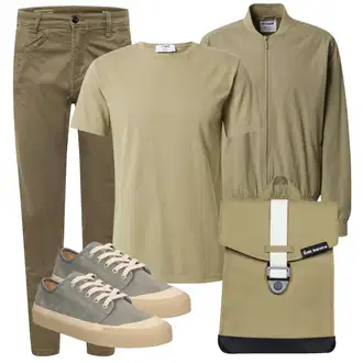 Outfit mit Khaki Twill Hose/Cordhose/Boyfriend Hose/Cord Legging/Skinny Hose/Jeggings/Slim Hose/Hose mit Schlitz G-Star Raw "Praktischer Look"