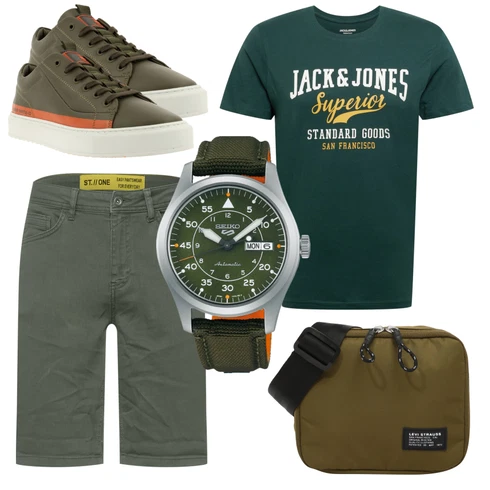 Grau Hemd street one men kombinieren