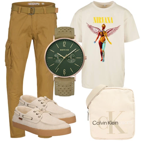 Rosa/Beige/Blau Casual T-Shirt Mister Tee kombinieren