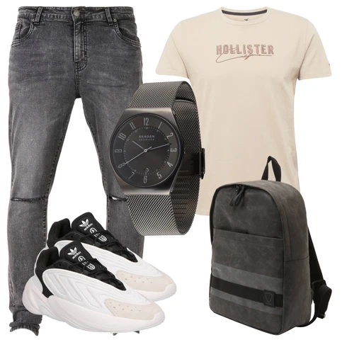 Grau Große Größe Urban Classics kombinieren mit Rucksack Strellson