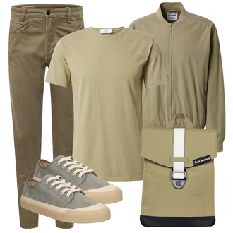 Outfit mit Khaki Twill Hose/Cordhose/Boyfriend Hose/Cord Legging/Skinny Hose/Jeggings/Slim Hose/Hose mit Schlitz G-Star Raw "Praktischer Look"