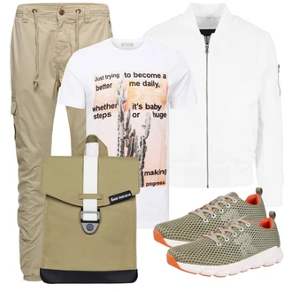 Kurz/Mini Outfit mit Grün Rucksack/Accessoire "Praktischer Look"