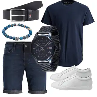 Sommer Outfits Trendige mit Weiß/Creme Schmaler Sneaker/Leder Sneaker/Sneaker Low/Sneaker Mit Seitlichem Reißverschluss Jack & Jones "Praktischer Look"Look: Uni, Unisex, Löwe, Trendige, Smart Casual, Casual, Lack, Sportlich, Bad Taste, Coole