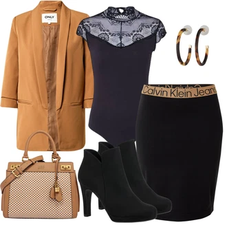 Outfit s Bílá/Hnědá/Zlatý/Fialová/Žlutá Sponka do ucha/Kruhová/Vlasový Doplněk Polo Ralph Lauren "Pěkný podzimní Outfit"