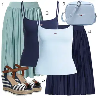 Outfit sa Svjetloplava/Siva/Tirkizna/Plava/Zeleno Kratke hlače velike veličine/Suknja About You "Ljetni outfiti"