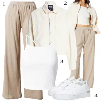 Duga/maxi Outfit sa Bež Hlače Visokog Struka/Palazzo Hlača Nasty Gal "Ljetni outfiti"