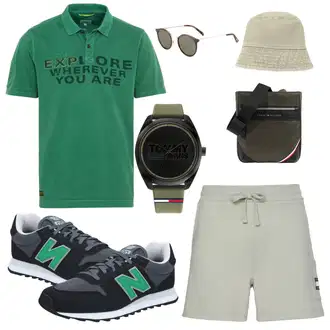 20er Jahre Outfit mit Khaki/Beige/Dunkelgrün Army Cap/Kopfbedeckung weekday "Sommer Look für den Alltag"Look: 20er Jahre, Bundeswehr, Lagenlook, Militär, Old Money, Outdoor, Safari, Mit Transparent, Unisex, Retro, 80er