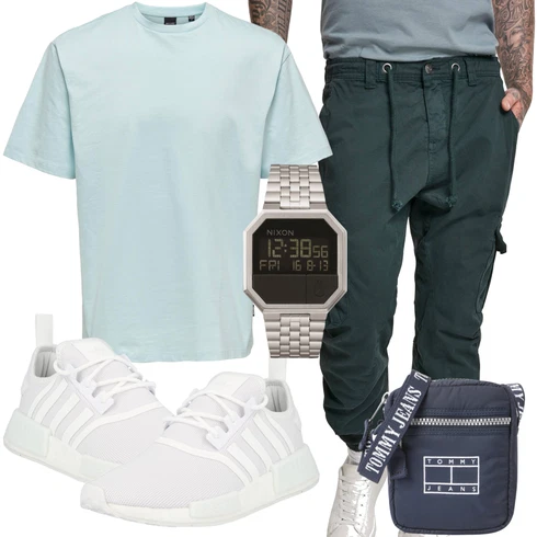 Sportlich Weiß/Creme Schuh Sommer Sneaker/Schmaler Sneaker/Sneaker Low/SchnürSchuh Adidas Originals kombinieren mit Grau Casual T-Shirt Only & SonsLook: Streetwear, Classic, Unisex, Trendige, Sportlich, Rap, Coole, Premium