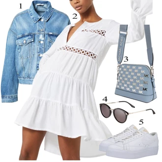 Outfit sa Krem/Bijela/Crvena Kožna Tenisica/Tanka Tenisica/Tenisica s platformom/Skate cipela/Niska Tenisica/Vintage Tenisica Nike Sportswear "Ljetni outfiti"