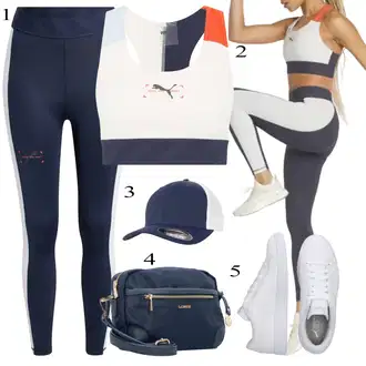 Outfit sa Tamnoplava/Svjetloplava/Plava Termo Hlača/Treggings/Kožna Jakna/Tajice visokog Struka/Hlače za Trening/Funkcionalne Hlače/Tajice za Teretanu/Podstavljena Tajica/Hlača za Trčanje/Biciklistička Hlača/Sportske hlače Puma "Sport Outfits"