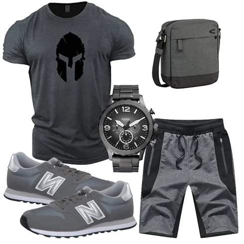 Grau/DunkelGrau/HellGrau/Dunkelblau Hemd Kurze Hose/Baggy Short/Bermuda/SweatShorts/Musselin Shorts/Radlerhose JustSun kombinieren