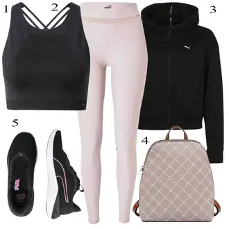 Outfit sa Pink/Ljubičasta Hlače Samtaste Tajice/Tople Tajice/Neprozirna Tajica/Oblikovana Tajica/Tajice s Prorezom/Pletena Tajica/Pamučna Tajica/Termo Hlača Puma "Sport Outfits"