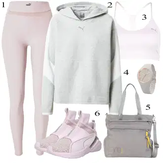 Outfit sa Pink/Ljubičasta Hlače Samtaste Tajice/Tople Tajice/Neprozirna Tajica/Oblikovana Tajica/Tajice s Prorezom/Pletena Tajica/Pamučna Tajica/Termo Hlača Puma "Sport Outfits"