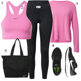 Outfit sa Crna/Bijela Sportska Tajica/Biciklistička Hlača/Tajice za Teretanu/Tajice visokog Struka/Podstavljena Tajica/Push-up Tajice/Hlača za Trčanje/Tajice Scrunch/Kožna Jakna/Termo Hlača/Treggings Nike "Sport Outfits"