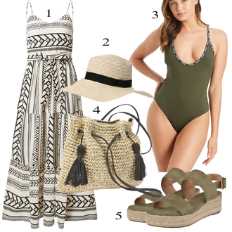 Outfit sa Crna/Tamnozelena Calvin Klein Swimwear "Ljetni outfiti"