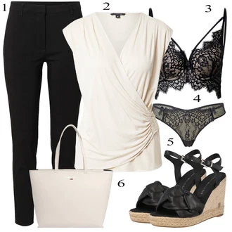 čipka Outfit sa Crna Trokutasti Grudnjak/Čipkasti grundjac/Bralette Grudnjak/Balkonet Grudnjak/Grudnjak sa žicom/Podstavljeni grudnjak/Mekani grudnjak/Grudnjak Minimizer/Grudnjak sa žicom HUNKEMÖLLER "Biznis outfiti"