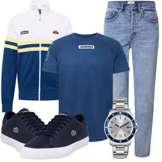 Outfit mit HellBlau/Blau Mom Jean/High Waist Jeans/Girlfriend Jeans/Dad Jeans/Tapered-Jeans/Boyfriend Jean/Cropped Jeans/Vintage Jeans/Jeans mit Schlitz/Winterjacke DAN FOX APPAREL "Super für die Freizeit"