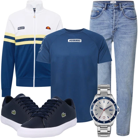 Grau Uhr Lacoste kombinieren mit Hellblau/Blau Mom Jean/High Waist Jeans/Girlfriend Jeans/Dad Jeans/Tapered-Jeans/Boyfriend Jean/Cropped Jeans/Vintage Jeans/Jeans mit Schlitz/Winterjacke DAN FOX APPAREL