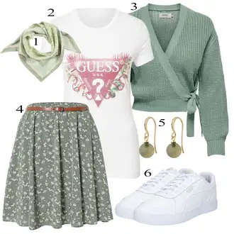 Outfity pro zábavu S křivkami s Zelená/Světle zelená/Světle modrá Pletenina veľkej veľkosti Only "Podzimní Outfit"