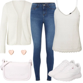 Mom Křest Outfit s Krémová/Bílá Móda Pro Plnoštíhlou Pletenina veľkej veľkosti Only "In Trendy Podzimní Outfit"Look: Layered, Mom, Kancelář, Chytrý příležitostný, Univerzitní, Bar, Křest, Koncert, Biřmování, Chatky, Škola