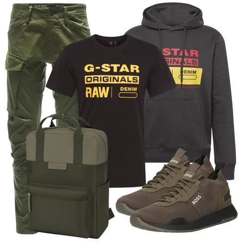 Schwarz/Grau/Dunkelgrau/Gelb Umstands T-Shirt/T-Shirt Training/Kurzarm T-Shirt/Ausgefallenes T-shirt/Print Shirt/Casual T-Shirt/Laufschuhe für Männer/T-Shirt Mit Print/Funktions T-Shirt G-Star Raw kombinieren